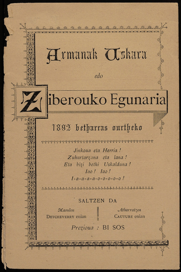 Armanak Uskara edo Ziberouko Egunaria - 1892