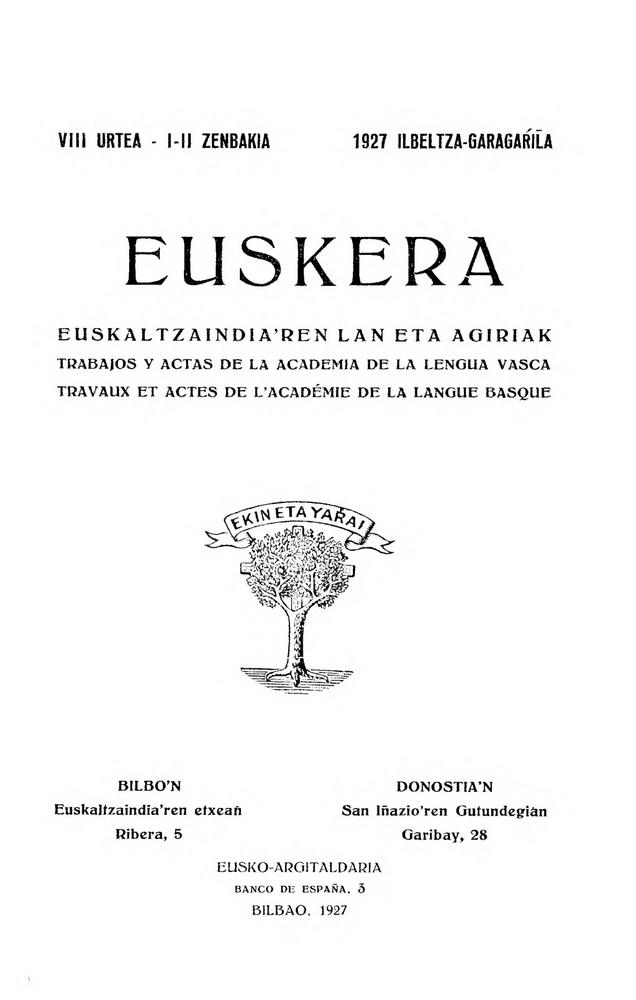 Euskera 1927, 1-2