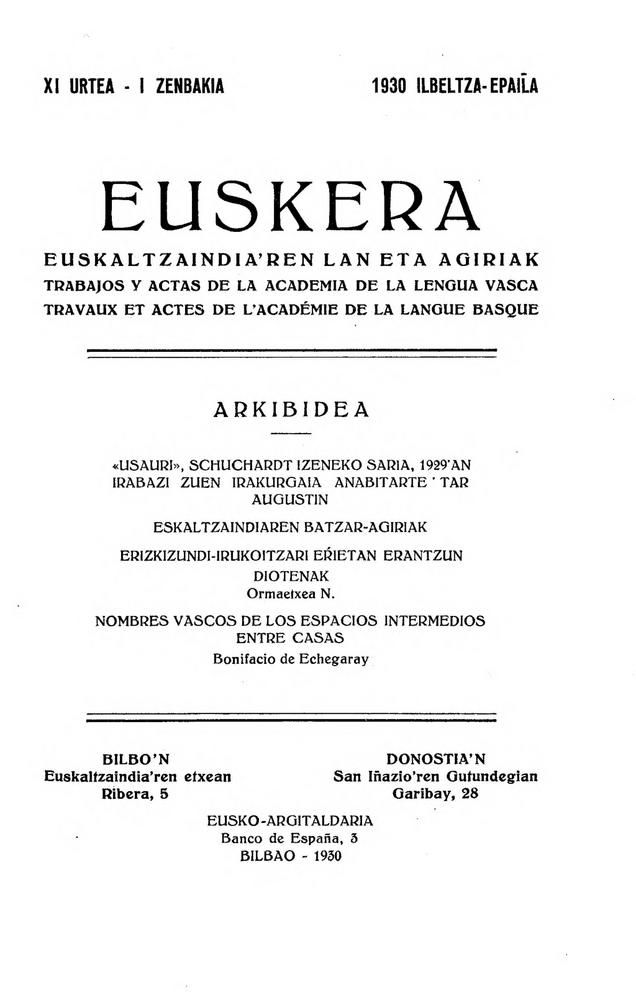 Euskera 1930, 1