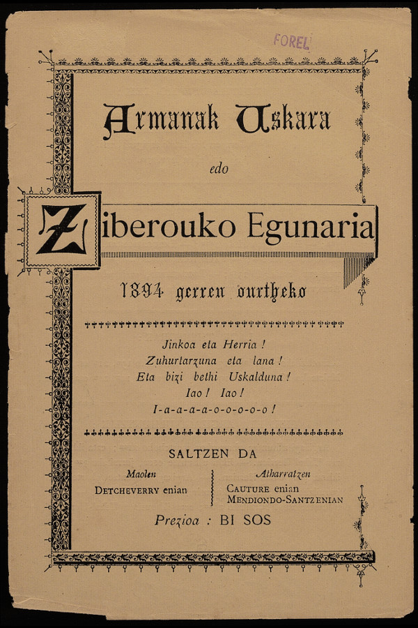 Armanak Uskara edo Ziberouko Egunaria - 1894