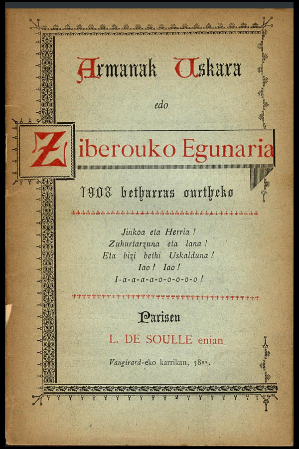 Armanak Uskara edo Ziberouko Egunaria - 1908