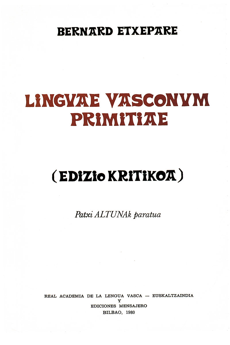 Linguae Vasconum Primitiaie