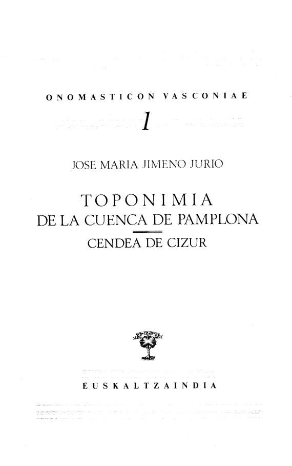 Toponimia de la Cuenca de Pamplona. Cendea de Cizur
