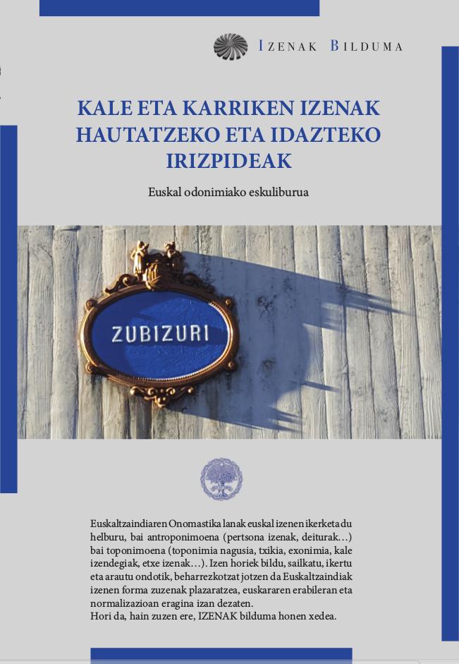 Kale eta karriken izenak hautatzeko eta idazteko irizpideak