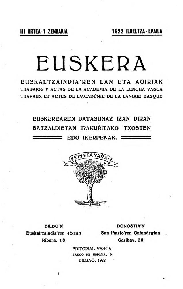 Euskera 1922, 1