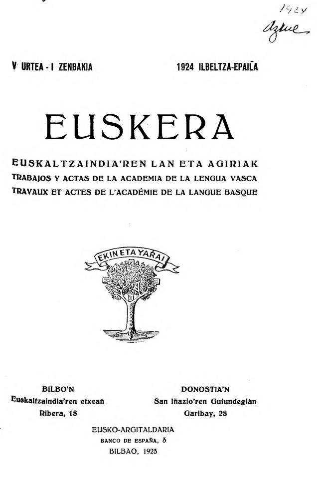 Euskera 1924, 1