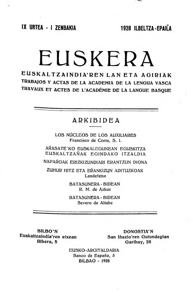 Euskera 1928, 1