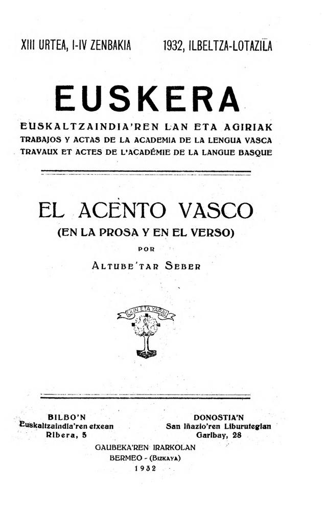 Euskera 1932, 1-4