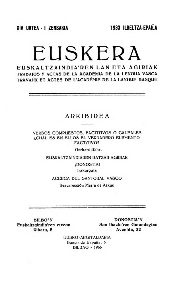Euskera 1933, 1