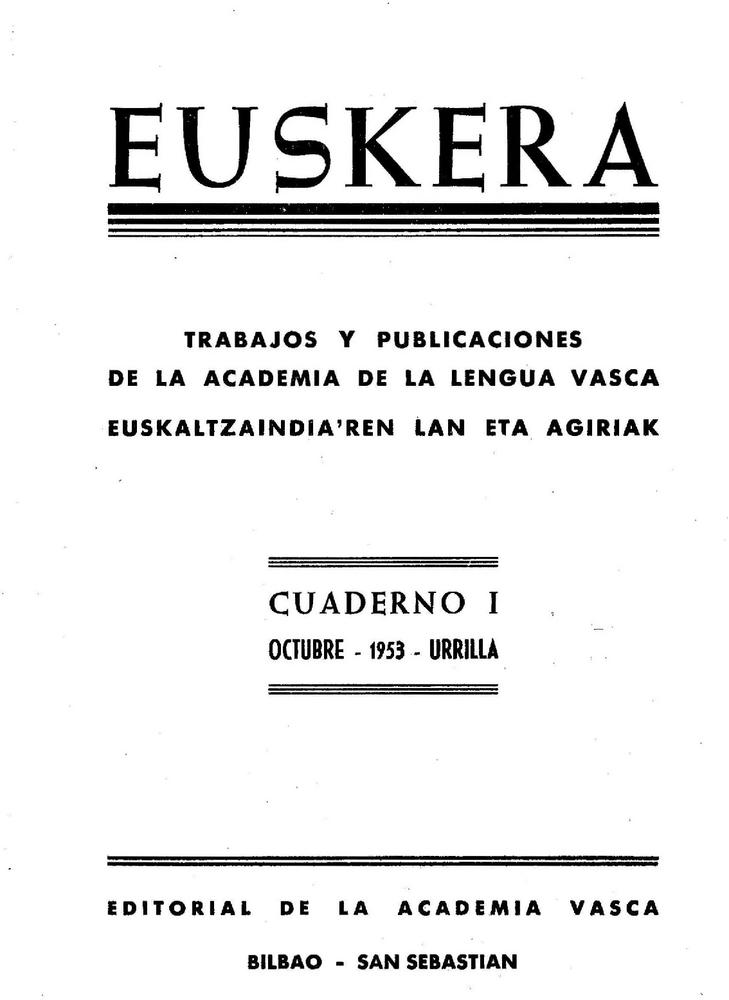 Euskera 1953, 1