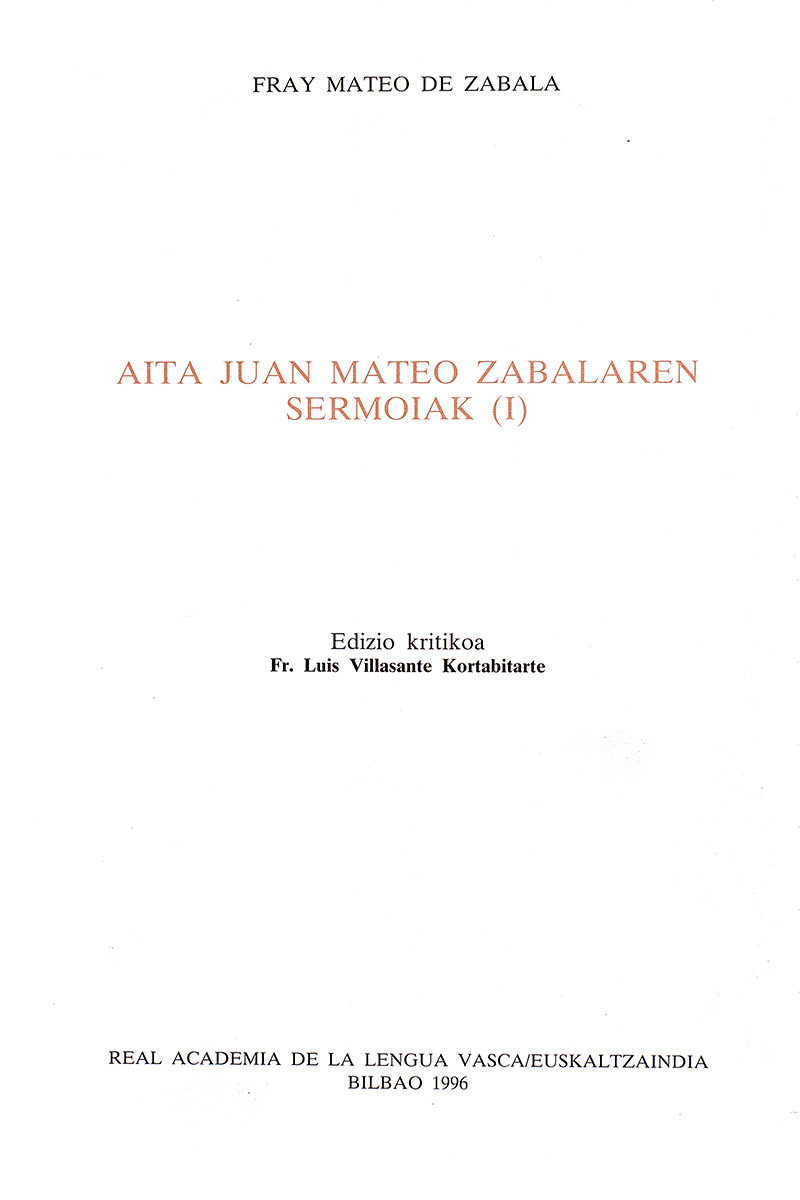 Aita Juan Mateo Zabalaren Sermoiak (I)